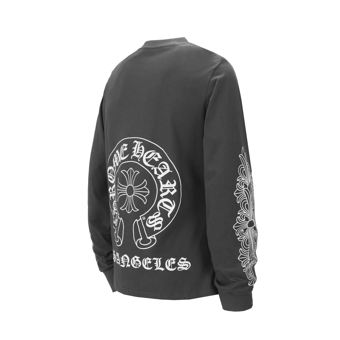 P150 -Chrome Hearts/Chrome Hearts 23ss scroll horseshoe Sanskrit printed popular long-sleeved T-shirt -High weight, high density and high quality. The wool is soft, delicate and skin-friendly. Soft and silky to the touch. Excellent warmth and skin-friendly properties. -Customized weaving and dyeing, no color difference, no matter the fabric or workmanship details. Compare the ordinary version on the market. -Colour: black, white, gray. -Size: S M L XL